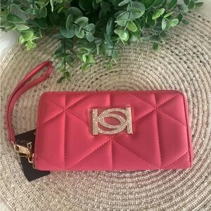 Bebe Hot Pink Zaza Quilted Zip Around Wallet NWT